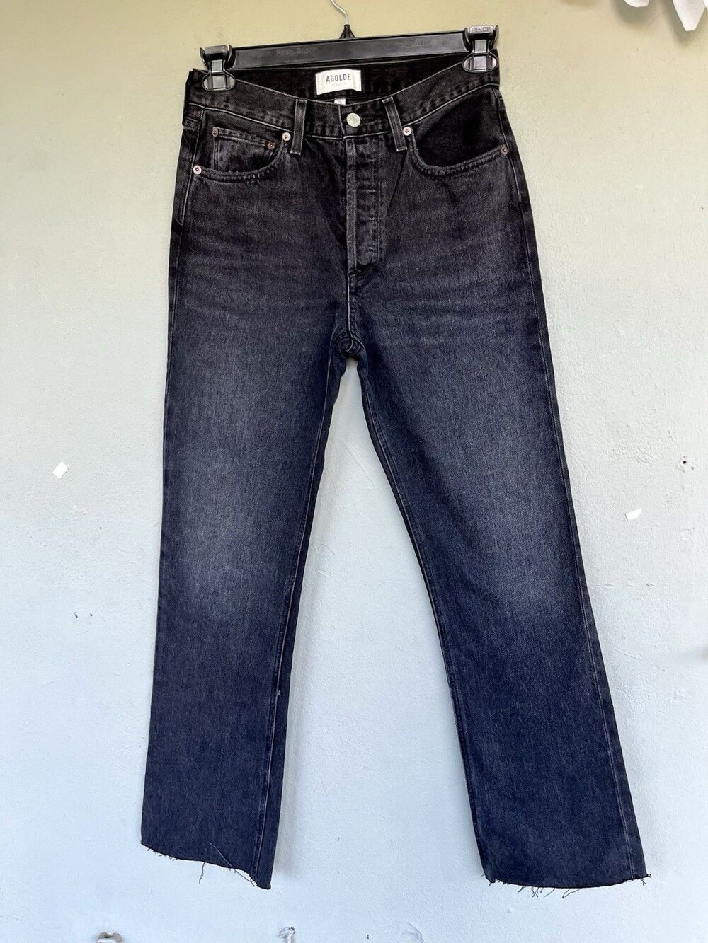AGOLDE Relaxed Bootcut Jeans Womens 25 Black High Rise Organic Cotton 90s 28X30